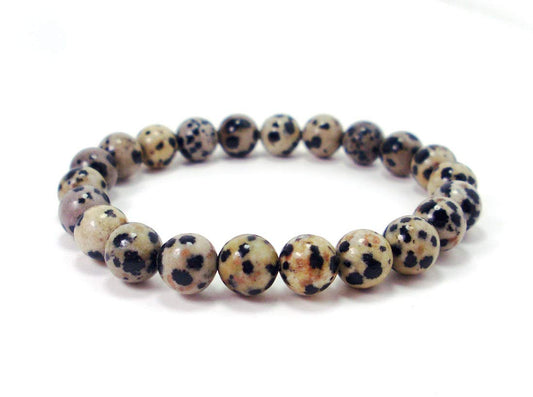 Dalmatian Stretch Bracelet | 8mm Beads | Sagittarius Birthstone | Root Chakra