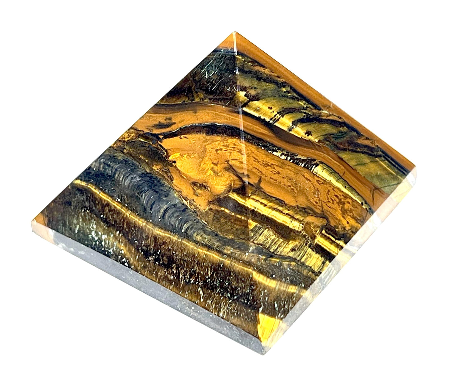 Tiger’s Eye Crystal Pyramid | 2-Inch Power Stone | TATTVA & SOLAR PLEXUS Collection