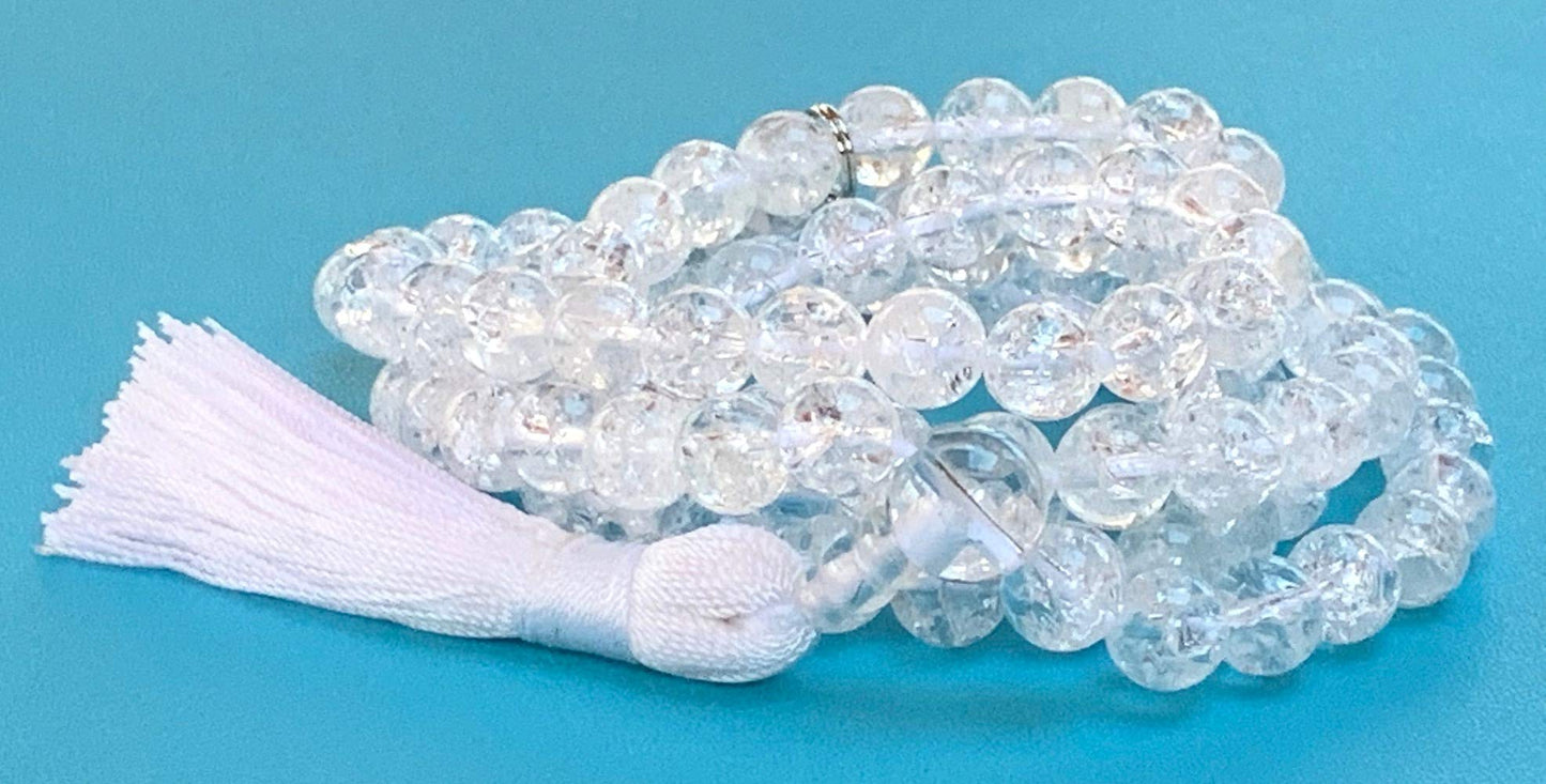 Crackled Quartz Mala Beads Necklace