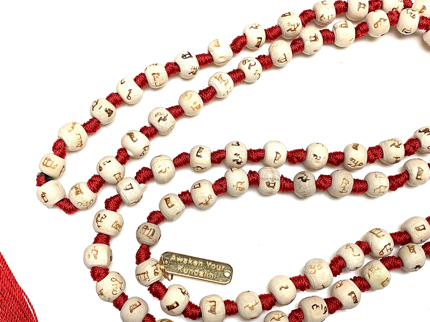 Tulsi mala Beads Holy Basil Japa mala Ram mala w/ 5 Mukhi Rudrakha 5 Face Rudraksh 108 Prayer Beads Energized for Chanting Mantra 7 Chakra mala in Red Blue Teal Colors w/Pouch (RED)