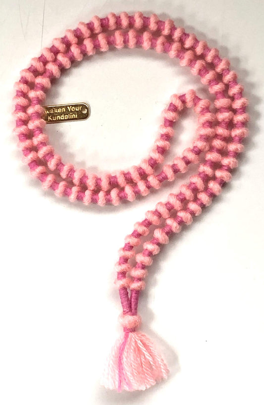 Hand Knotted Buddhist Wool Mala beads, Chakra mala, meditation mala, Eco friendly light chanting mantra mala beads necklace, Soft light manageable - Energized - In 6 colors (PINK)