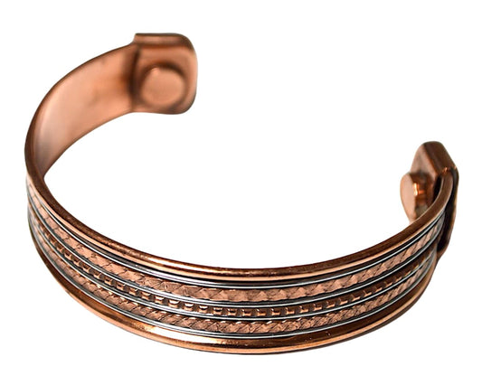 Embrace Bold Style: Handmade Adjustable Copper Cuff Bracelet (Wide & Narrow Braids) - Unisex Statement Piece