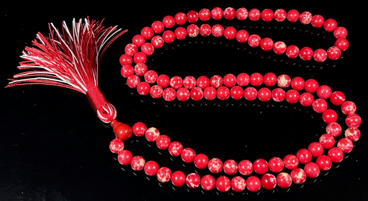 Sea Sediment Jasper Mala Beads Necklace