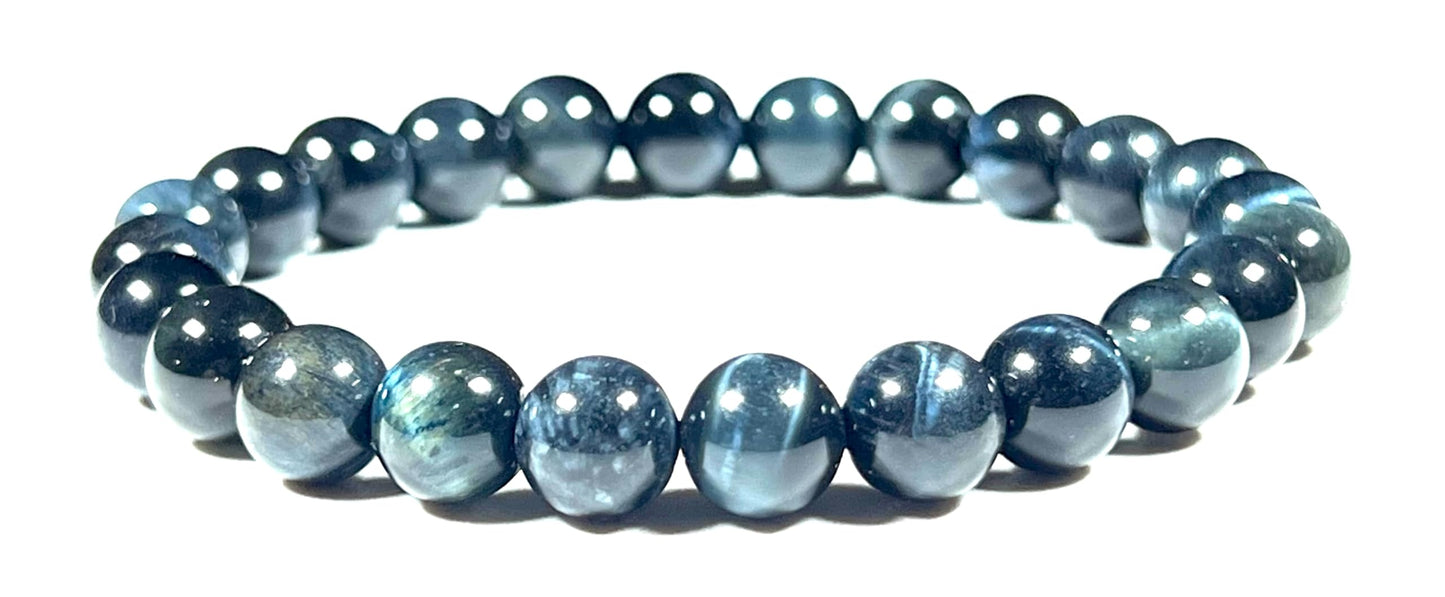Tiger's Eye Stretch Bracelet – 8mm Beads – Multicolor Options – Solar Plexus Chakra & Zodiac Birthstones – Wrist Sizes 6-9 Inches