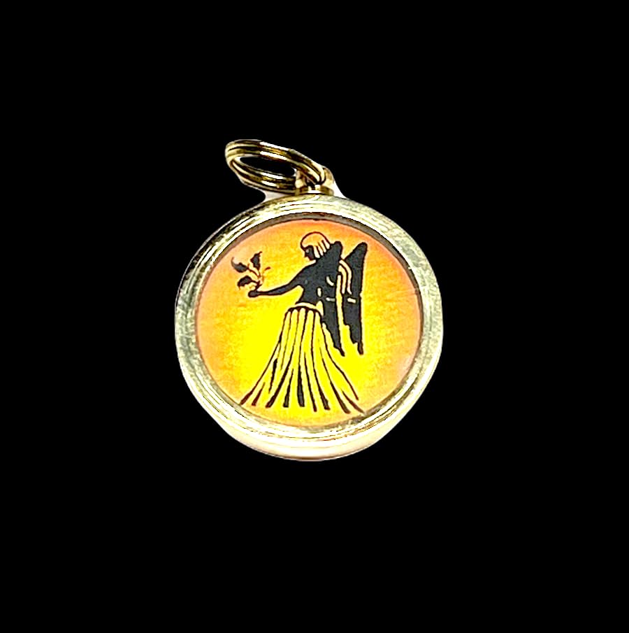 Zodiac Constellation Pendant Necklace - Sun Sign Amulet - Rashi Yantra Pendant - 1 Inch Brass Pendant with Zodiac Yantra