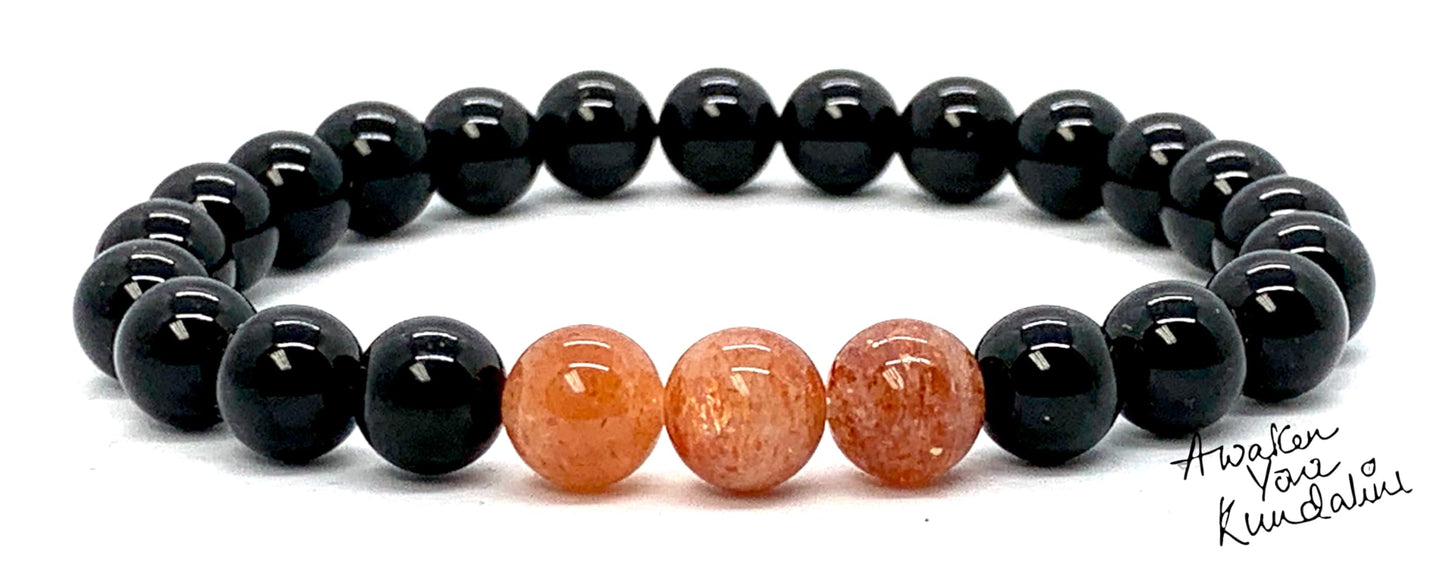 VESTA Black Tourmaline & Sunstone Bracelet