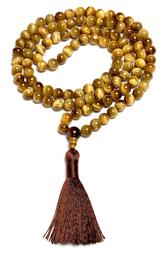 Miracle Tiger’s Eye Mala Necklace – Solar Plexus - Manipura Chakra