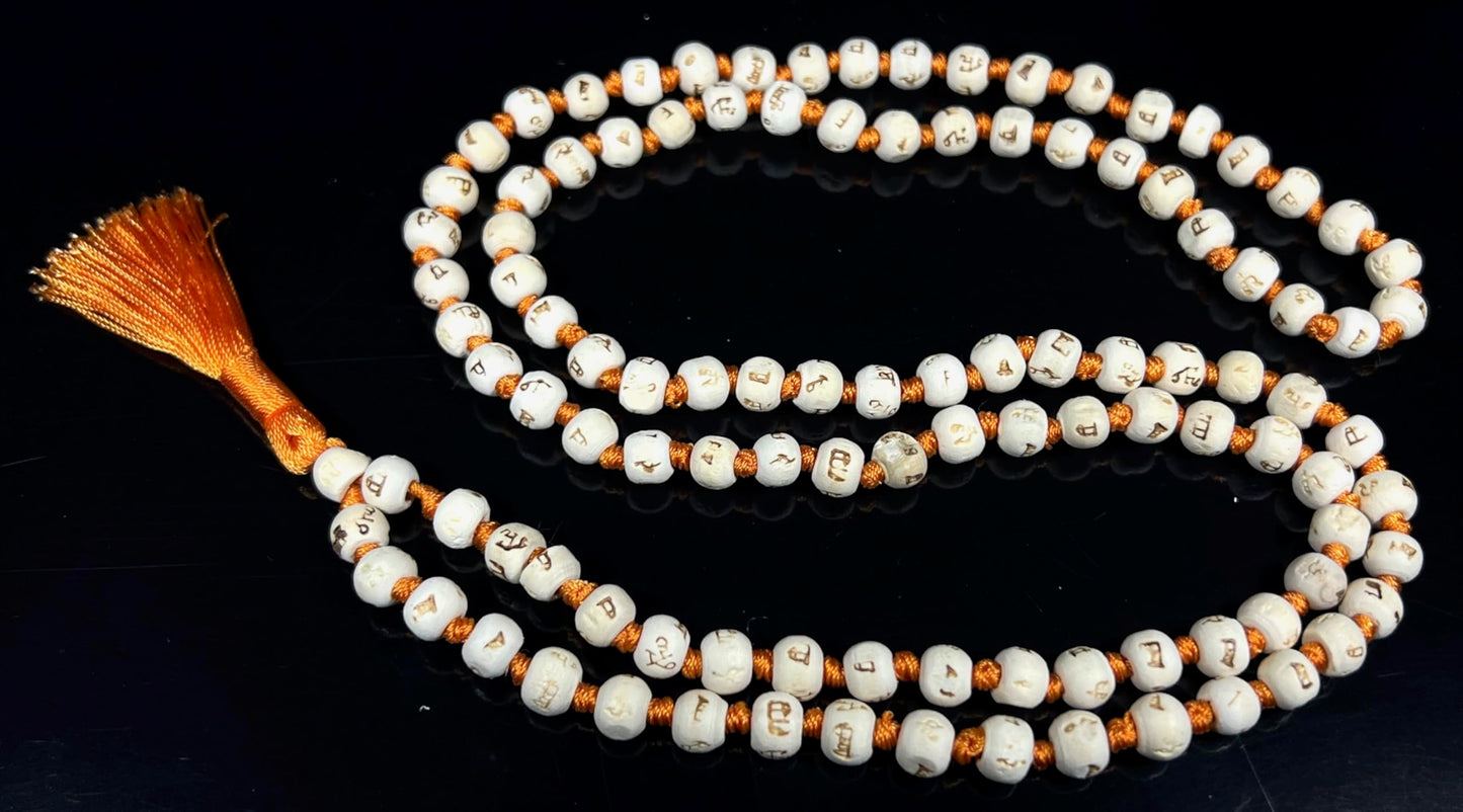 Handmade Tulsi Mala Beads Necklace – 8mm Beads with "Ram" Inscription – Multicolor Options – Chakra Balancing & Zodiac Birthstones – Meditation Jewelry
