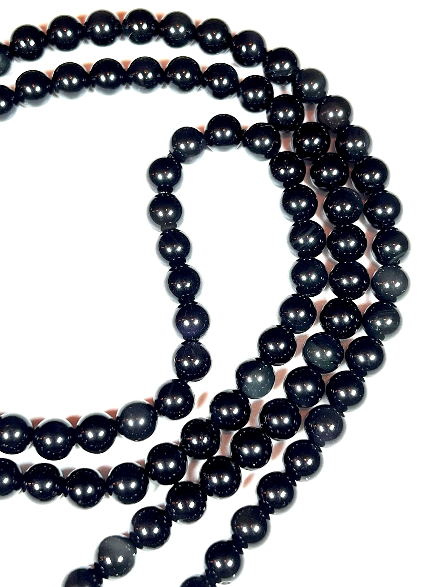 Handmade Rainbow Obsidian Mala Beads Necklace | 8mm 108 Beads | Spiritual Jewelry | Birthstone & Root Chakra Energy