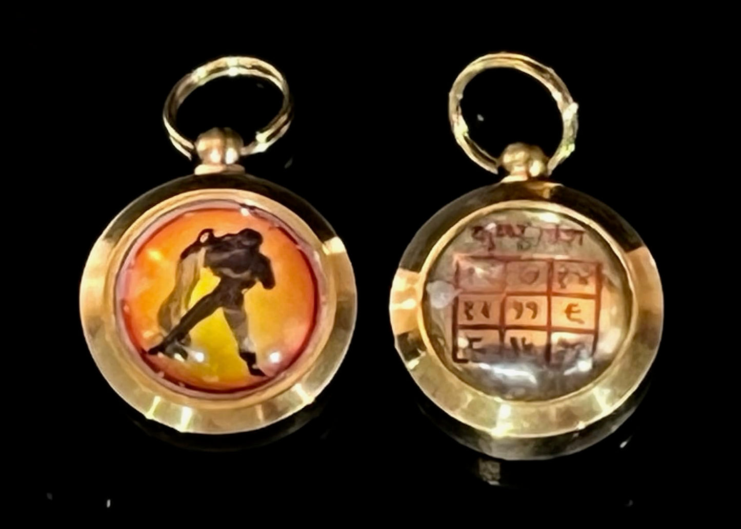 Zodiac Constellation Pendant Necklace - Sun Sign Amulet - Rashi Yantra Pendant - 3/4 Inch Brass Pendant with Zodiac Yantra