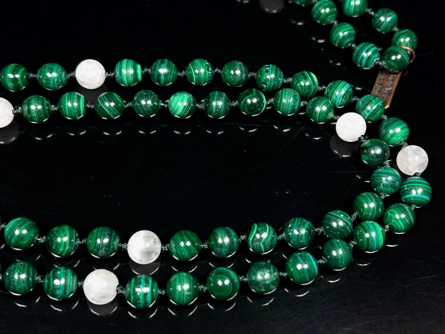 Malachite, Rose Quartz & Selenite Mala Necklace | GAIA Collection