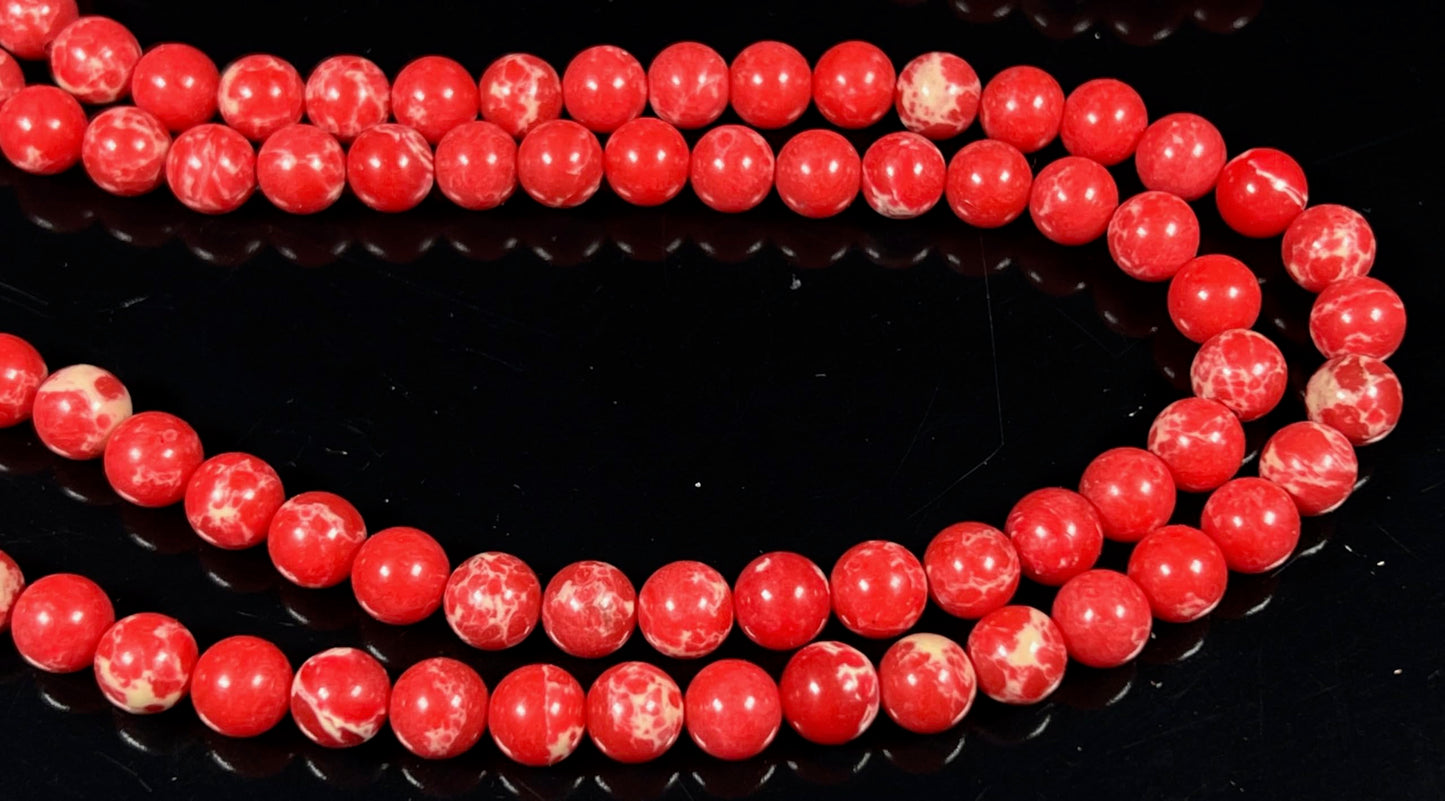 Sea Sediment Jasper Mala Beads Necklace