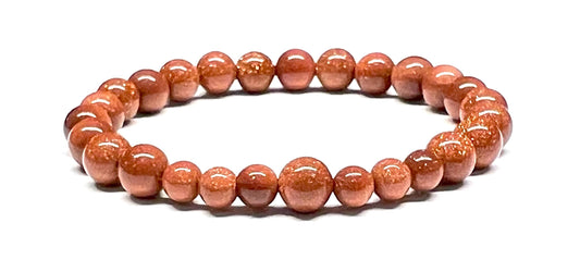 Brown Goldstone Gemstone Stretch Bracelet - Libra, Sagittarius Birthstone - Root Chakra, Sacral Chakra Association