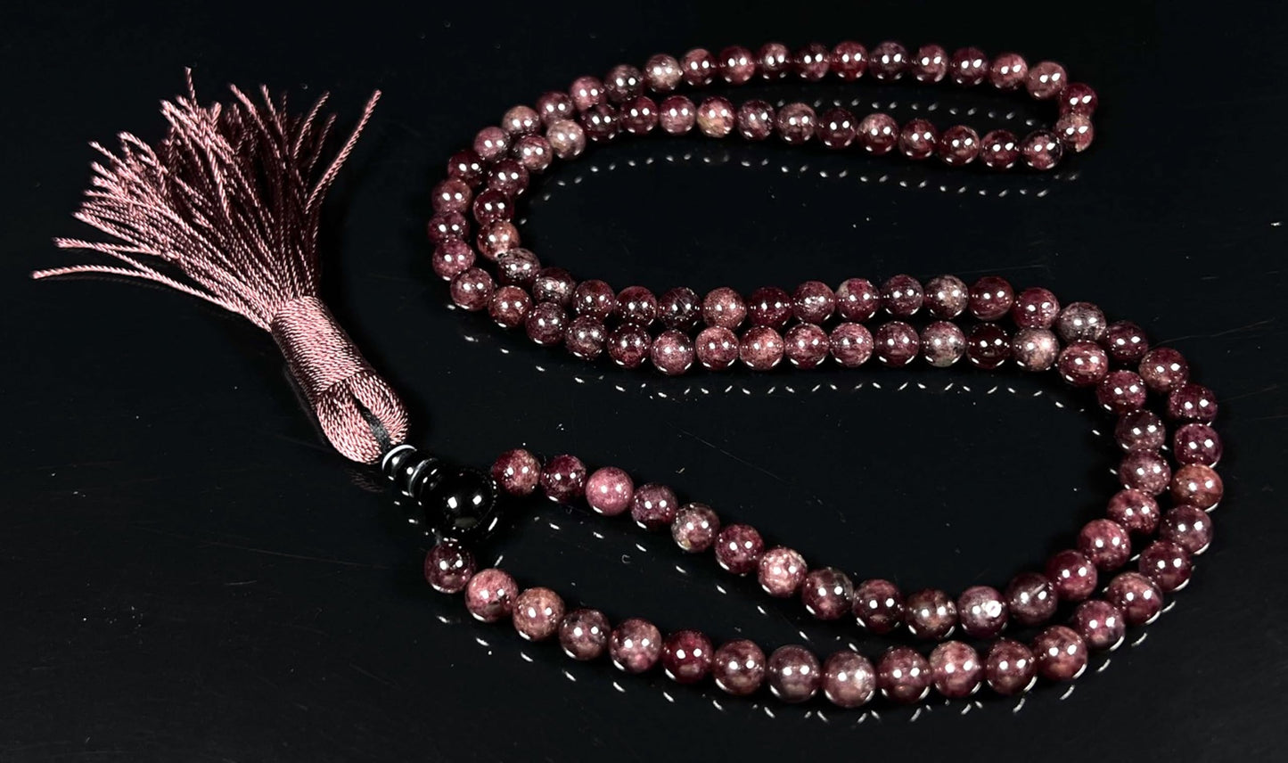 Handmade Natural Garnet Mala Beads Necklace | 6mm & 8mm | 108 Beads | Passion & Vitality Mala | Capricorn Birthstone & Root Chakra