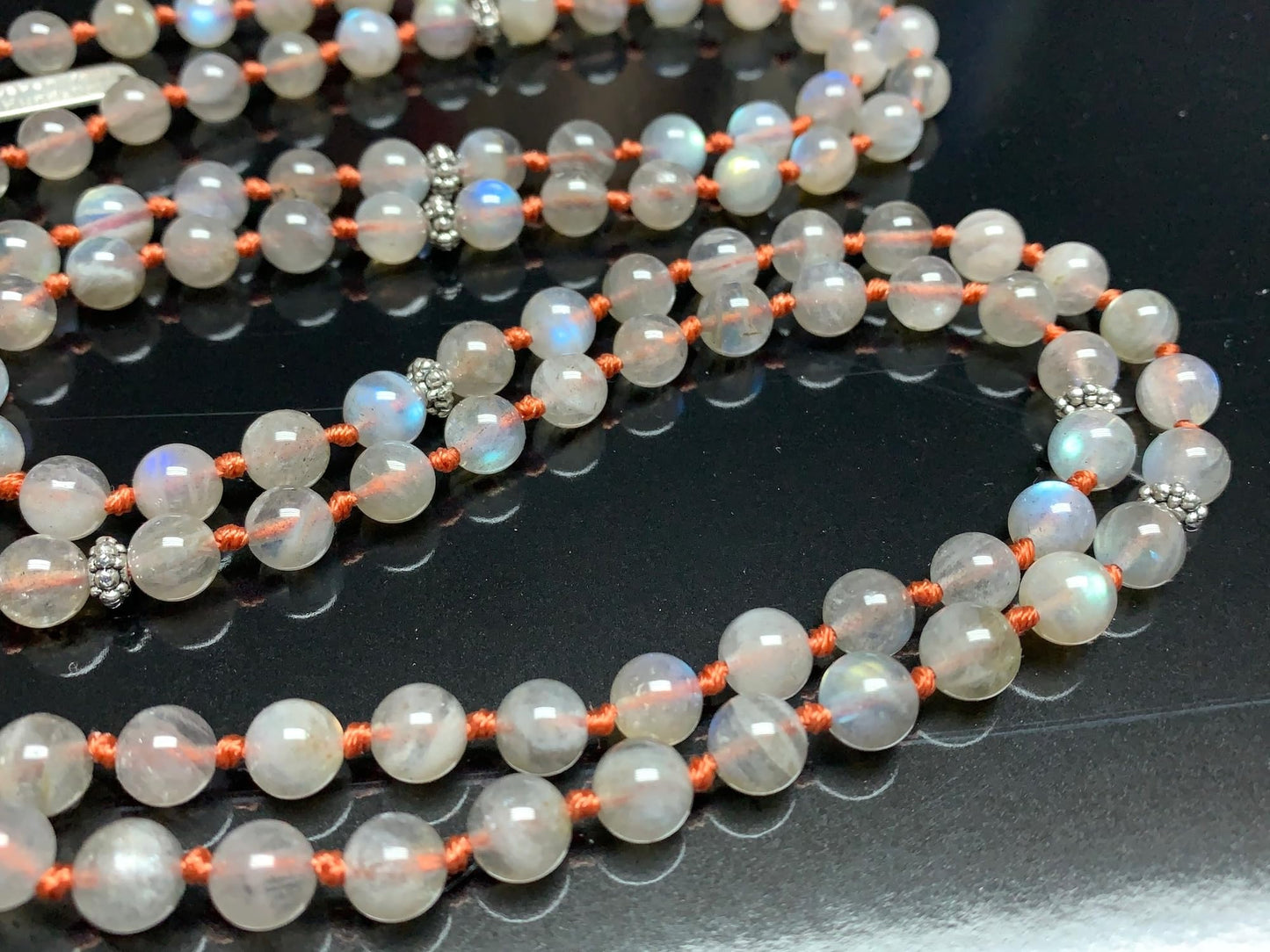 Hand Knotted Labradorite Mala Necklace | 108 Beads | Scorpio Birthstone Necklace | Throat Fifth Chakra | Tassel Necklace | Communication | Self Expression | Creativity in Writing | Public Speaking