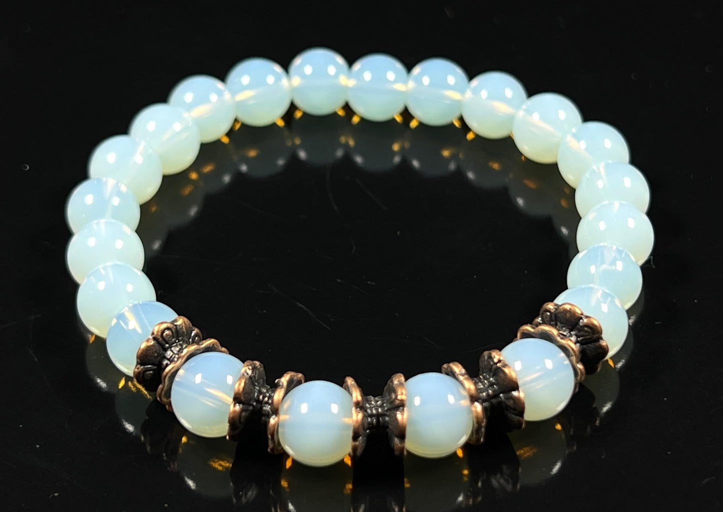 AWAKEN YOUR KUNDALINI Opal Opalite Stretch Bracelet, Birthstone for October, Libra & Scorpio Sun Sign, Crown Chakra