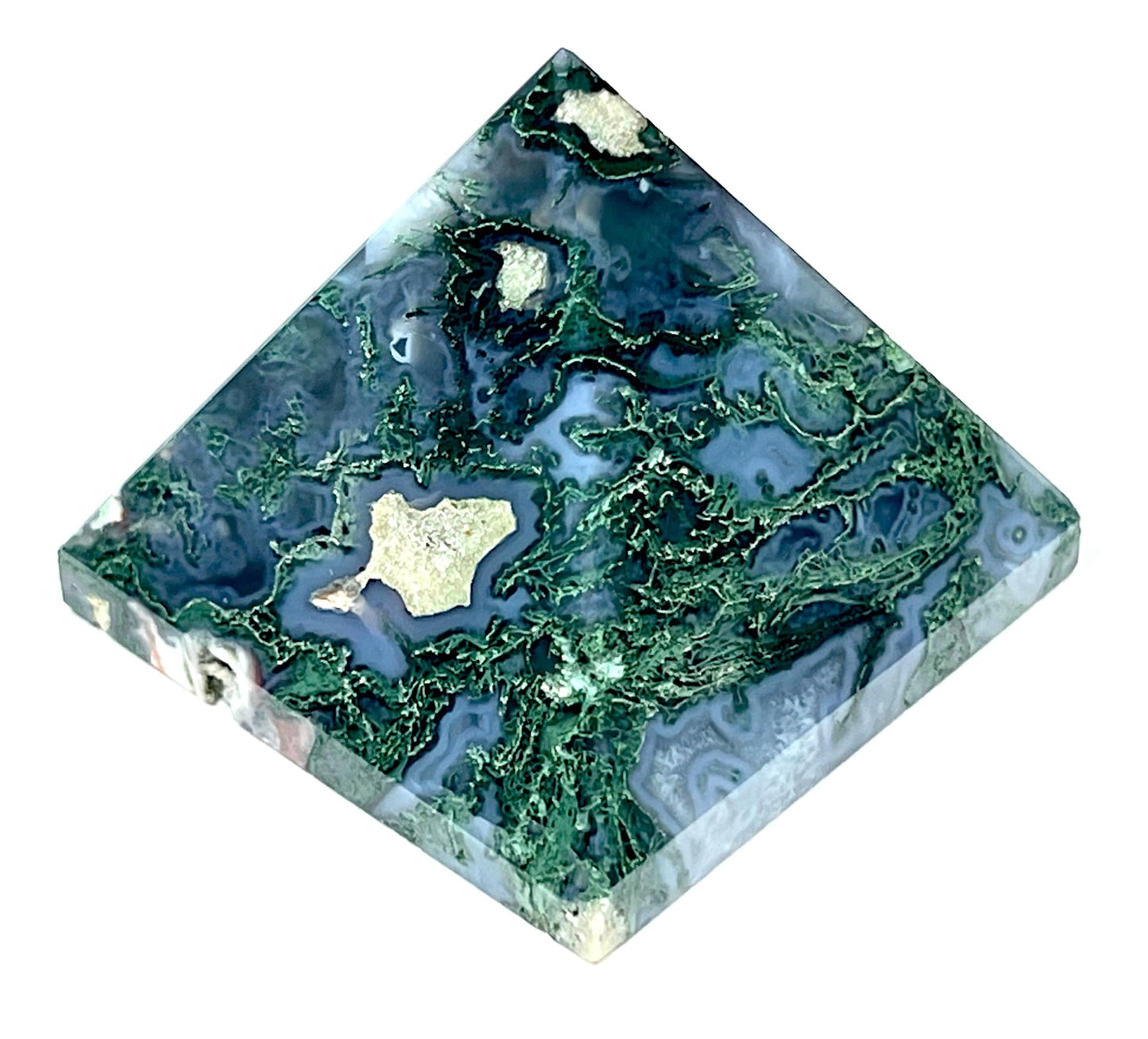 Moss Agate Crystal Pyramid | 2-Inch Healing Stone | TATTVA Collection