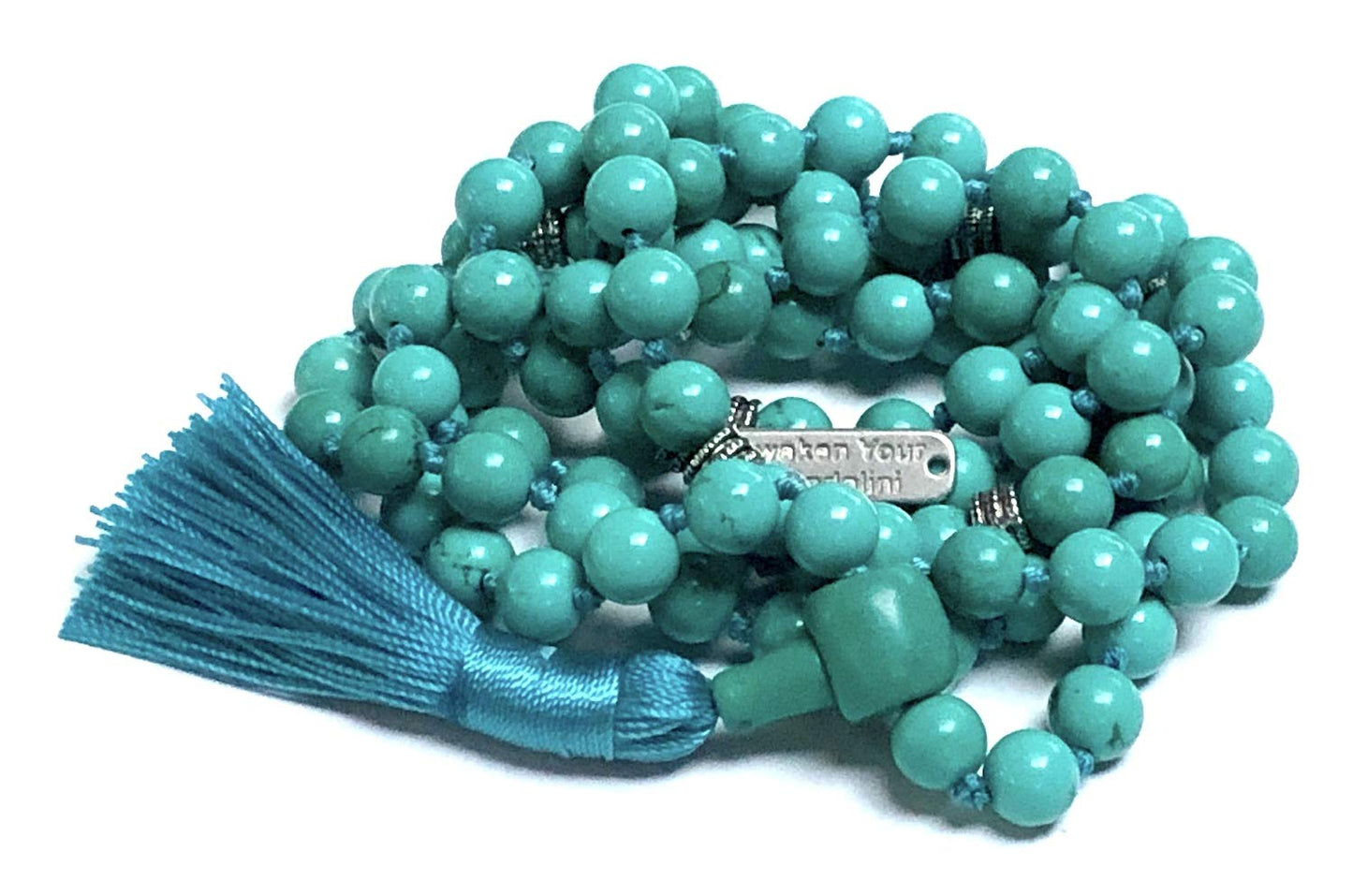Natural Turquoise Gemstone Mala Necklace, Boho Style, Handmade Jewelry, Healing Properties, Communication