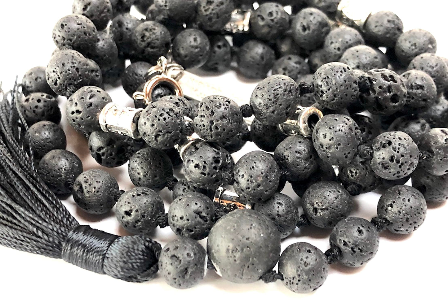 VULCAN Lava Mala Necklace | Hand-Knotted 108 Beads for Root Chakra