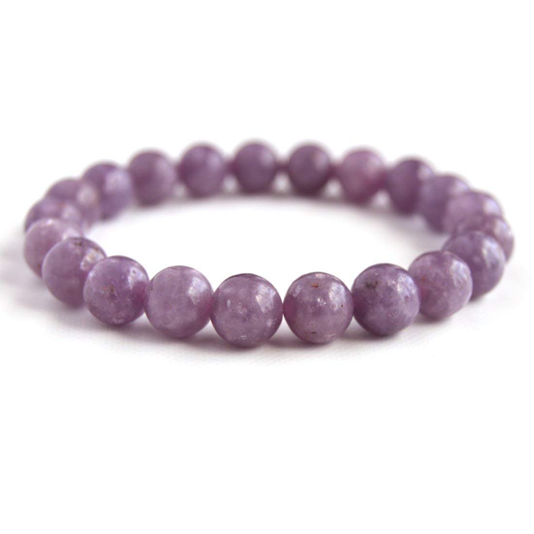 AWAKEN YOUR KUNDALINI Lepidolite Stretch Bracelet with 8mm Beads, Wrist Size 7.5 inches, Birthstone for Libra, Astrological Sign: Pisces, Third Eye Chakra Bracelet
