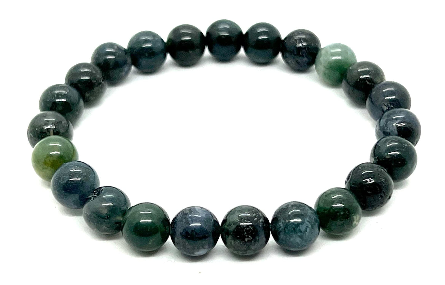 AWAKEN YOUR KUNDALINI Moss Agate Stretch Bracelet - Embrace Earth’s Vibrance - Virgo Birthstone - Heart Chakra