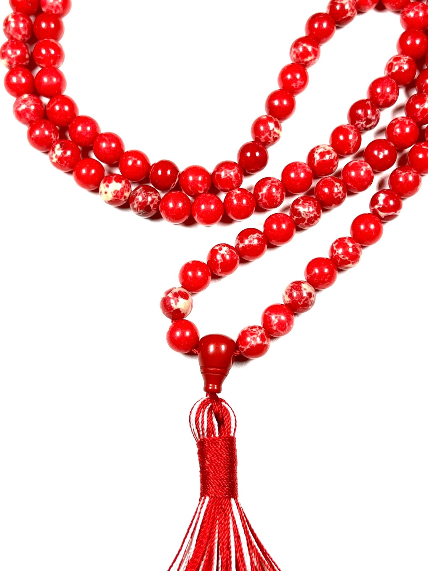 Sea Sediment Jasper Mala Beads Necklace