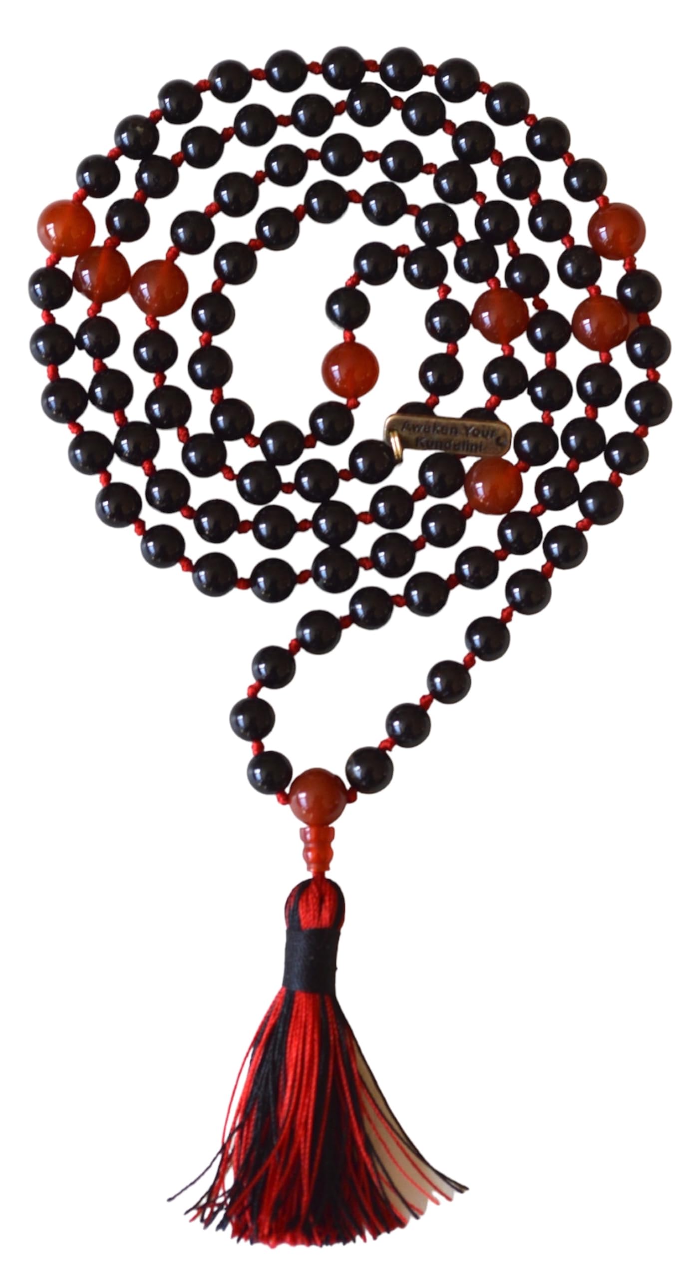 Black & Red Onyx Mala Necklace | Hand-Knotted 108 Beads | Root Chakra | VEERA Collection