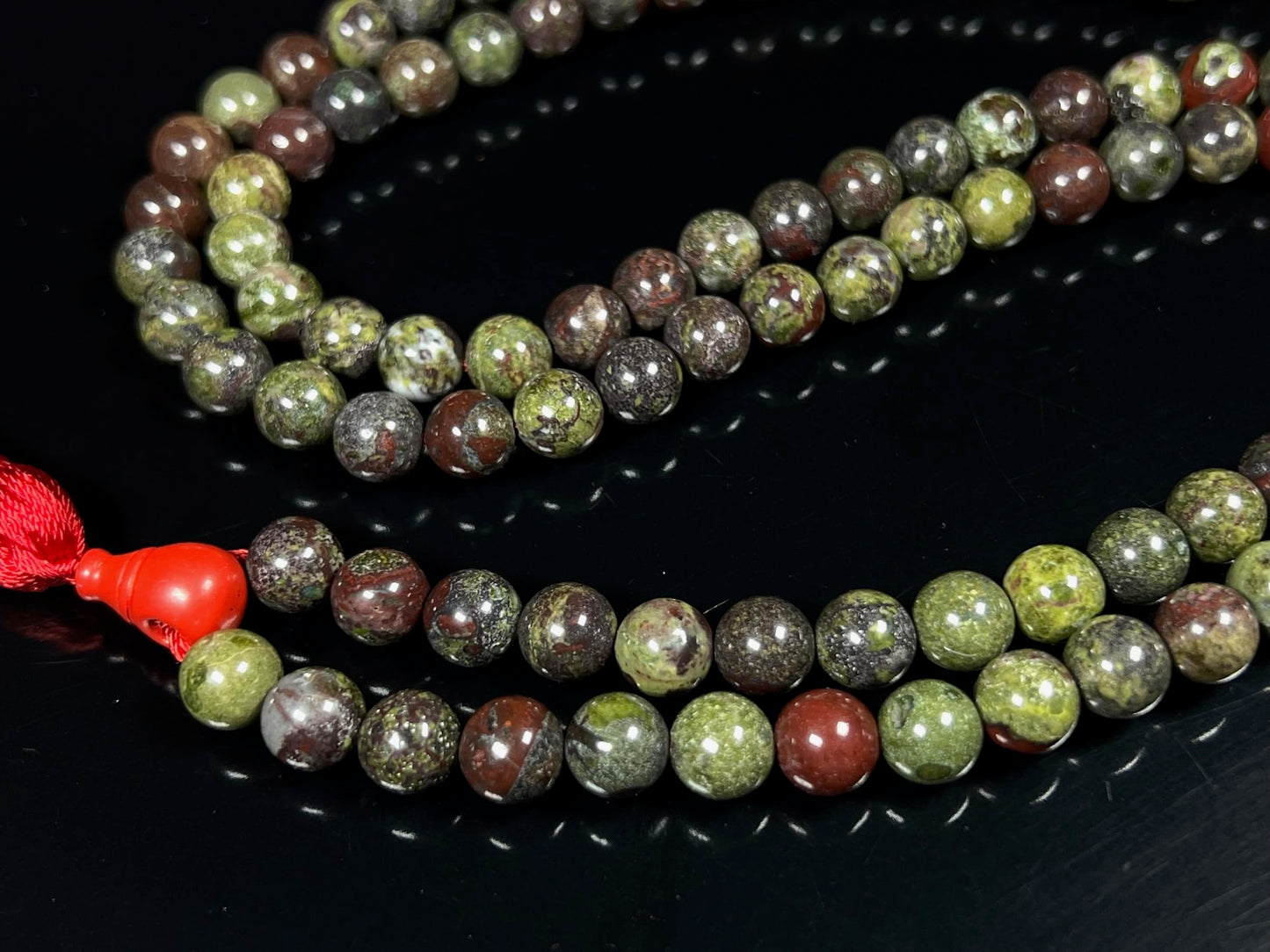 Bloodstone Jasper Mala Beads Necklace | 8mm | 108 Beads | Warrior’s Mala | Aries Birthstone & Root Chakra