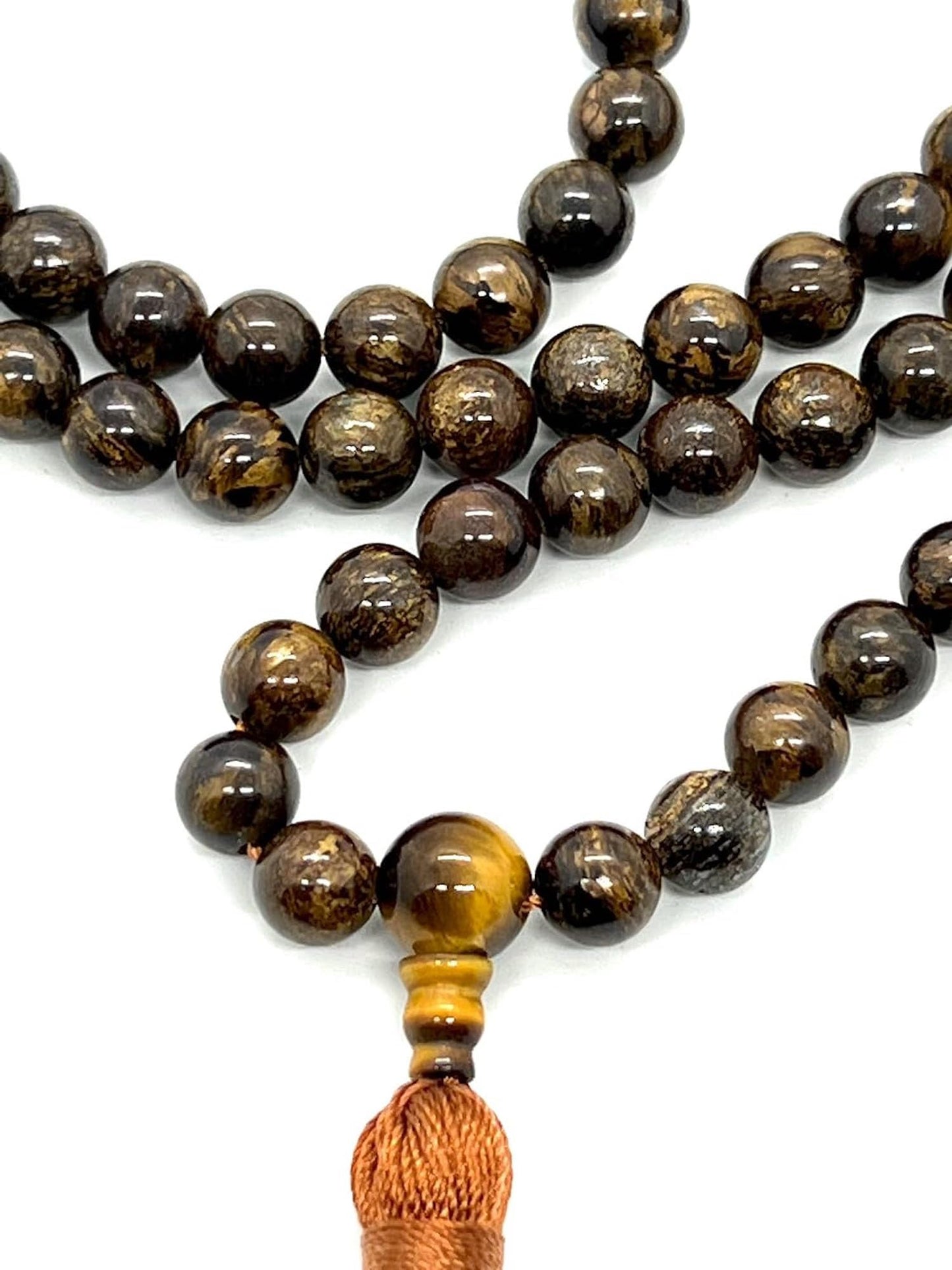 Handmade Bronzite Mala Necklace, 8mm 108 Beads, Sagittarius Birthstone, Root Chakra Healing