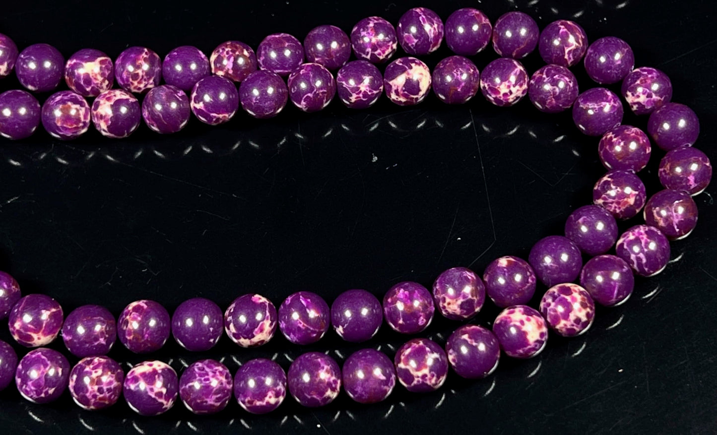 Sea Sediment Jasper Mala Beads Necklace