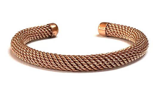 AWAKEN YOUR KUNDALINI Handmade Copper Astadhatu Cuff Bangle Bracelet - 8 mm Thick - Taurus Birthstone - Virgo Astrological Sign - Root Chakra Jewelry