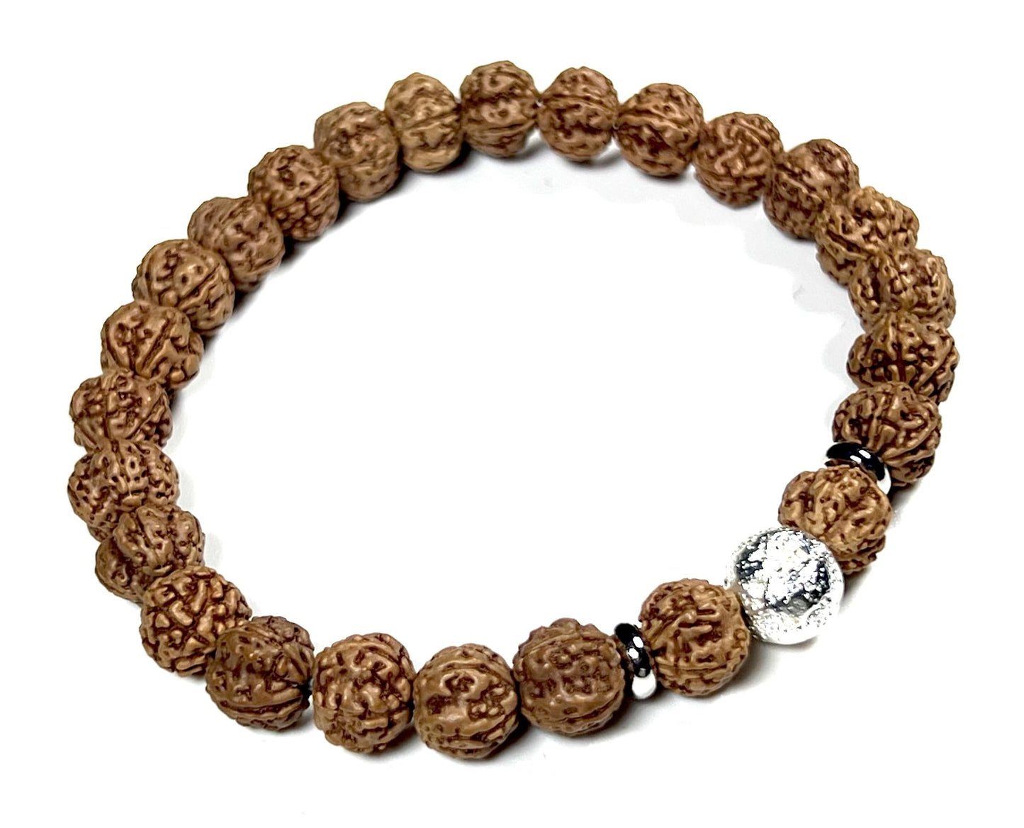 Lava Rock & Rudraksha Bracelet | Throat & Root Chakra Healing | Taurus & Libra