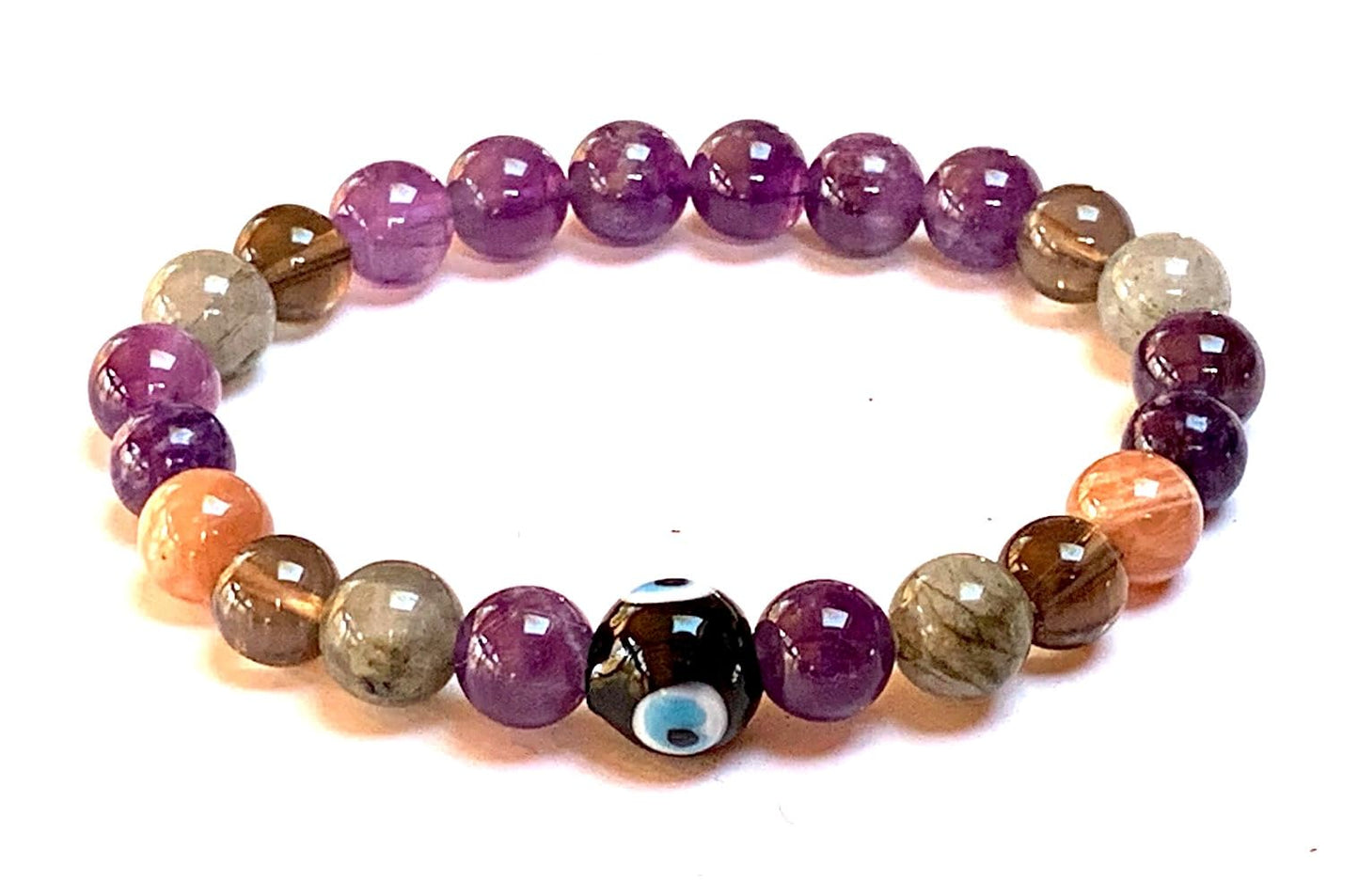 AWAKEN YOUR KUNDALINI Crystal of Strength Stretch Bracelet, Crown, Solar Plexus, Third Eye, Root Chakra, Leo Birthstone
