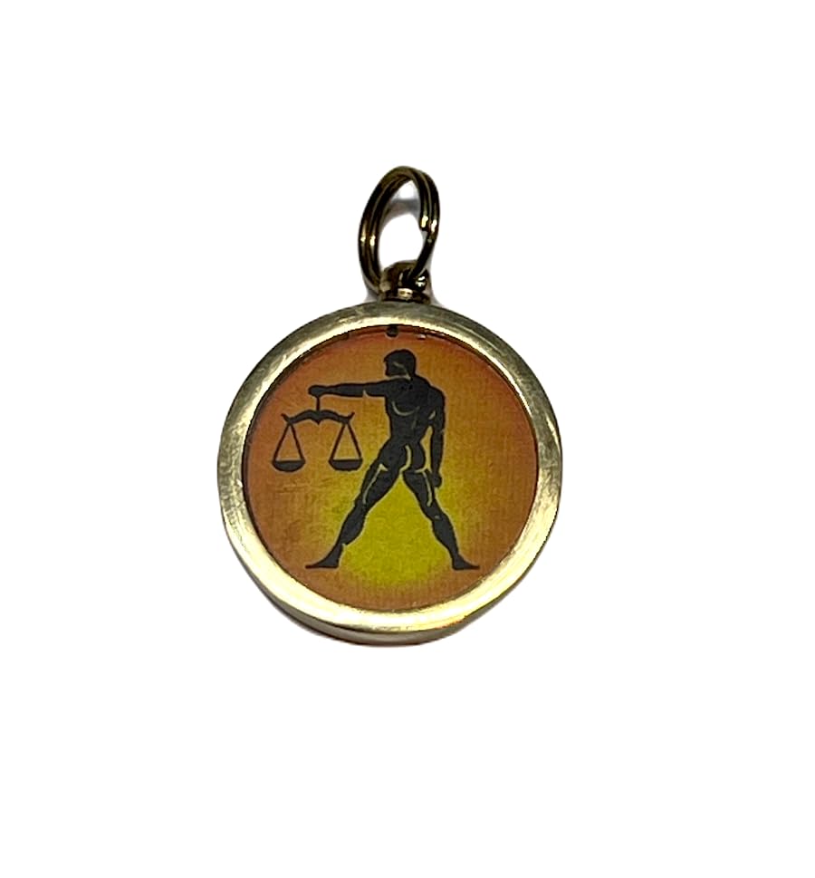 Zodiac Constellation Pendant Necklace - Sun Sign Amulet - Rashi Yantra Pendant - 1 Inch Brass Pendant with Zodiac Yantra