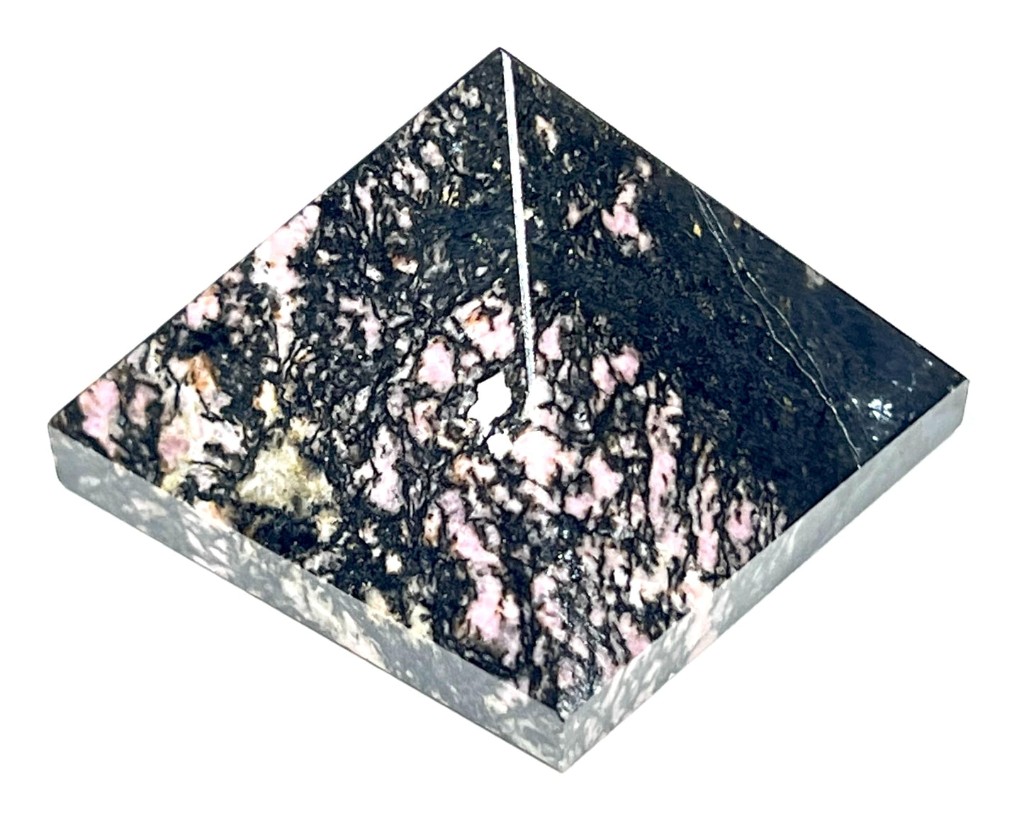 Rhodonite Crystal Pyramid | 2-Inch Heart Healing Stone | TATTVA Collection