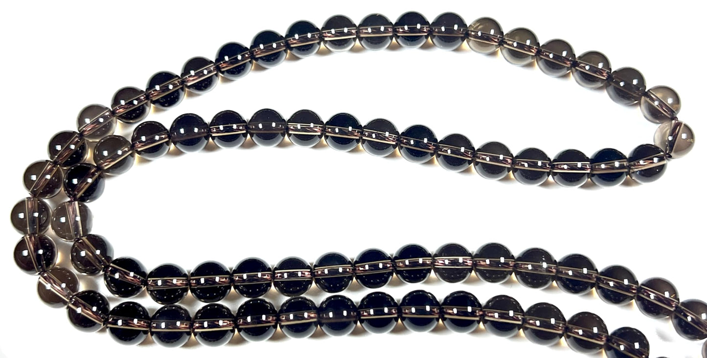 Handmade Smoky Quartz Mala Beads Necklace | 6mm & 8mm 108 Beads | Hand-Knotted Spiritual Energy Beads | Capricorn Birthstone & Root Chakra Connection
