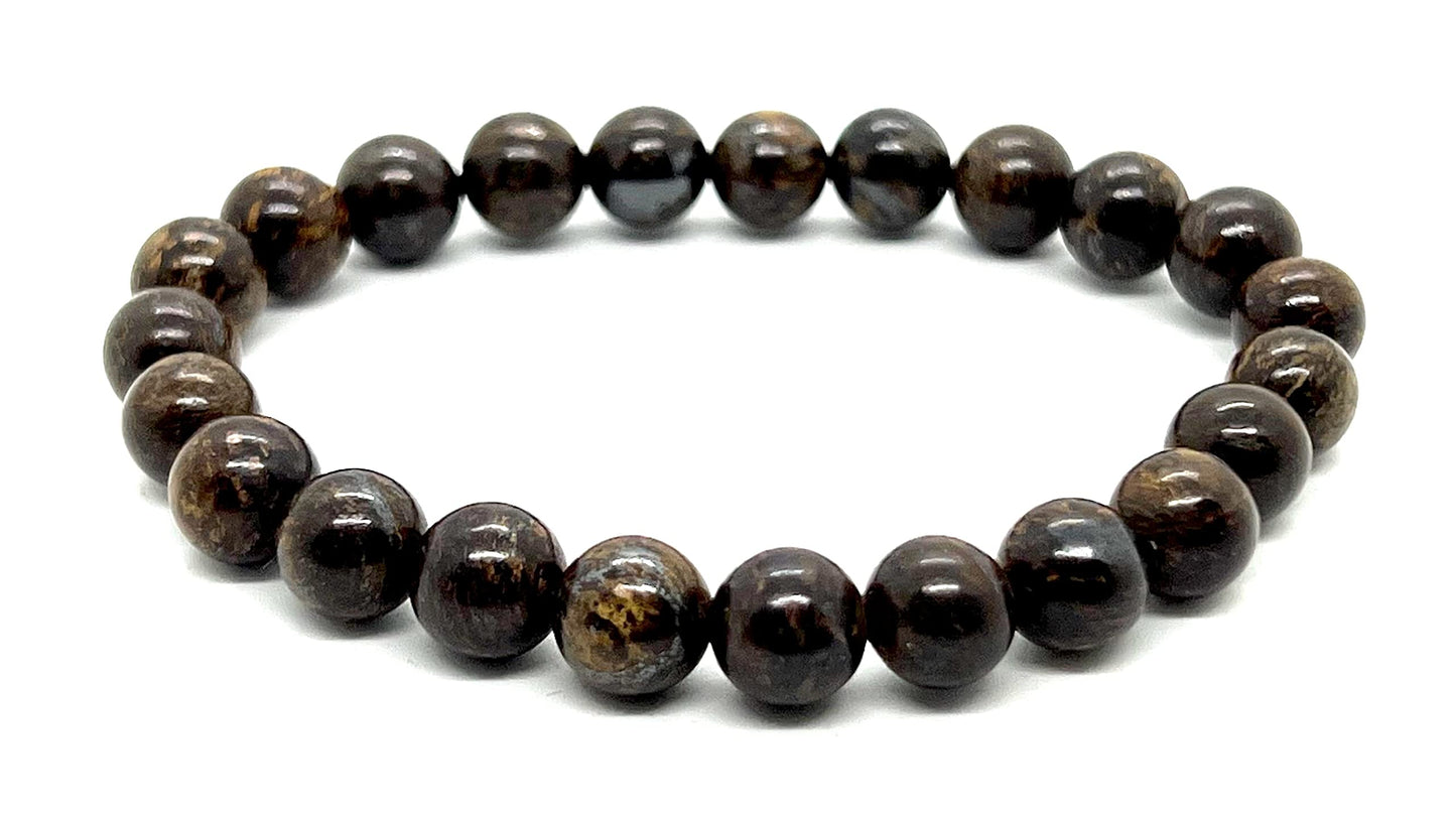 AWAKEN YOUR KUNDALINI Grounding Elegance Bronzite Stretch Bracelet, 8mm Beads, Birthstone for Leo, Root Chakra