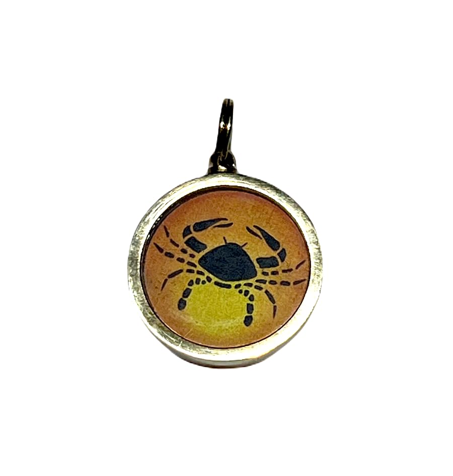 Zodiac Constellation Pendant Necklace - Sun Sign Amulet - Rashi Yantra Pendant - 1 Inch Brass Pendant with Zodiac Yantra