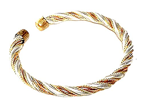 Awaken Your Kundalini Copper Ashtadhatu (mix of 8 metals) bracelet - 3 twisted bands in Gold Silver Copper Polish - Bracelet for Arthritis Golf Sport Aches & Pains (STYLE 2 (Thickness 6 mm))