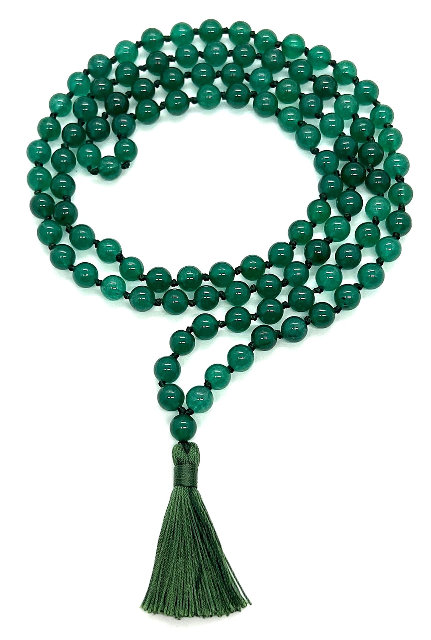 Green Jade Mala Beads Necklace - 108 Prayer Beads - Heart Chakra Healing and Meditation for Inner Peace