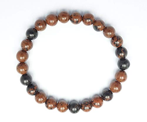 AWAKEN YOUR KUNDALINI Grounding Mahogany Obsidian Stretch Bracelet, Root Chakra, Capricorn Birthstone, 8mm Beads, 7.5 Inches
