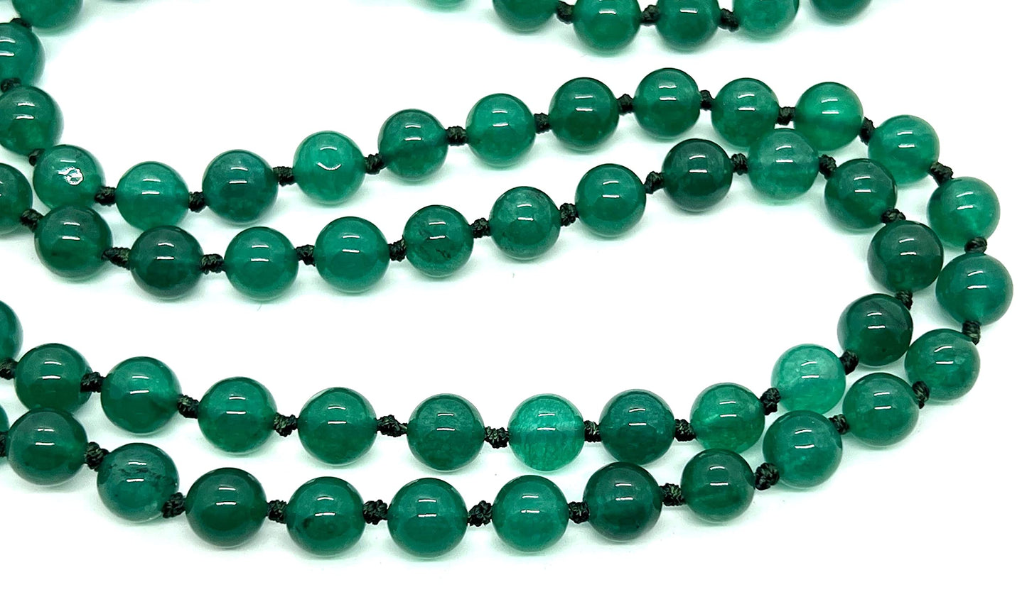 Green Jade Mala Beads Necklace - 108 Prayer Beads - Heart Chakra Healing and Meditation for Inner Peace