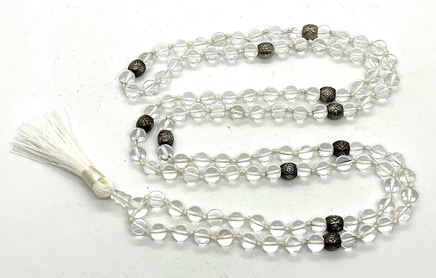 Certified Energized Mala Beads Necklace with COA - Chakra Mala - Japa Mala - 8mm 108 Buddhist Prayer Beads - Meditation Mala - Tassel Necklace – Zodiac/Sun Sign stones (Crystal Quartz)