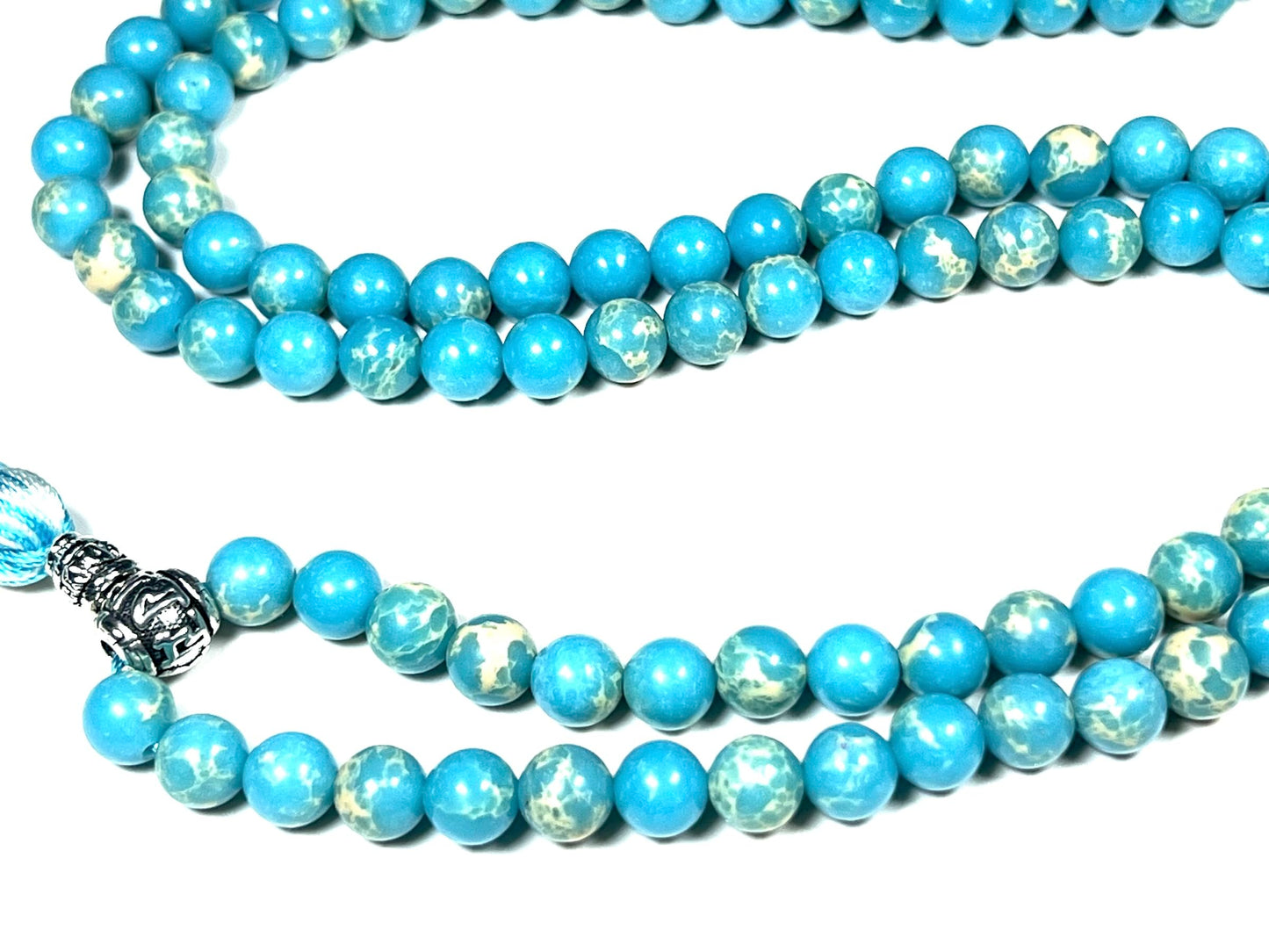Sea Sediment Jasper Mala Beads Necklace