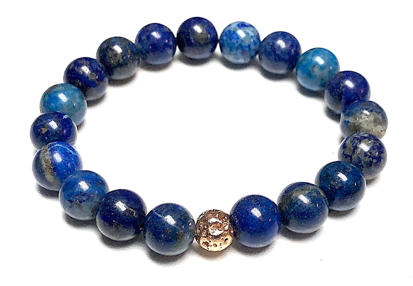 AWAKEN YOUR KUNDALINI Lapis Lazuli and Lava Rock Stretch Bracelet, Sagittarius & Capricorn Birthstone, Third Eye Chakra, Insight and Enlightenment Stone