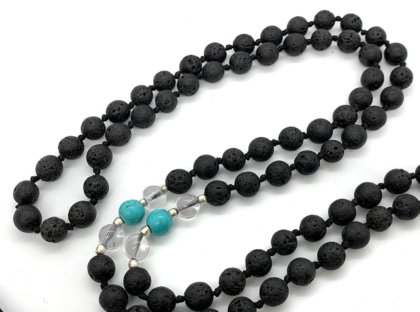 VULCAN 7 Chakra Lava Mala Necklace | Hand Knotted with Buddha Guru Bead | 8mm