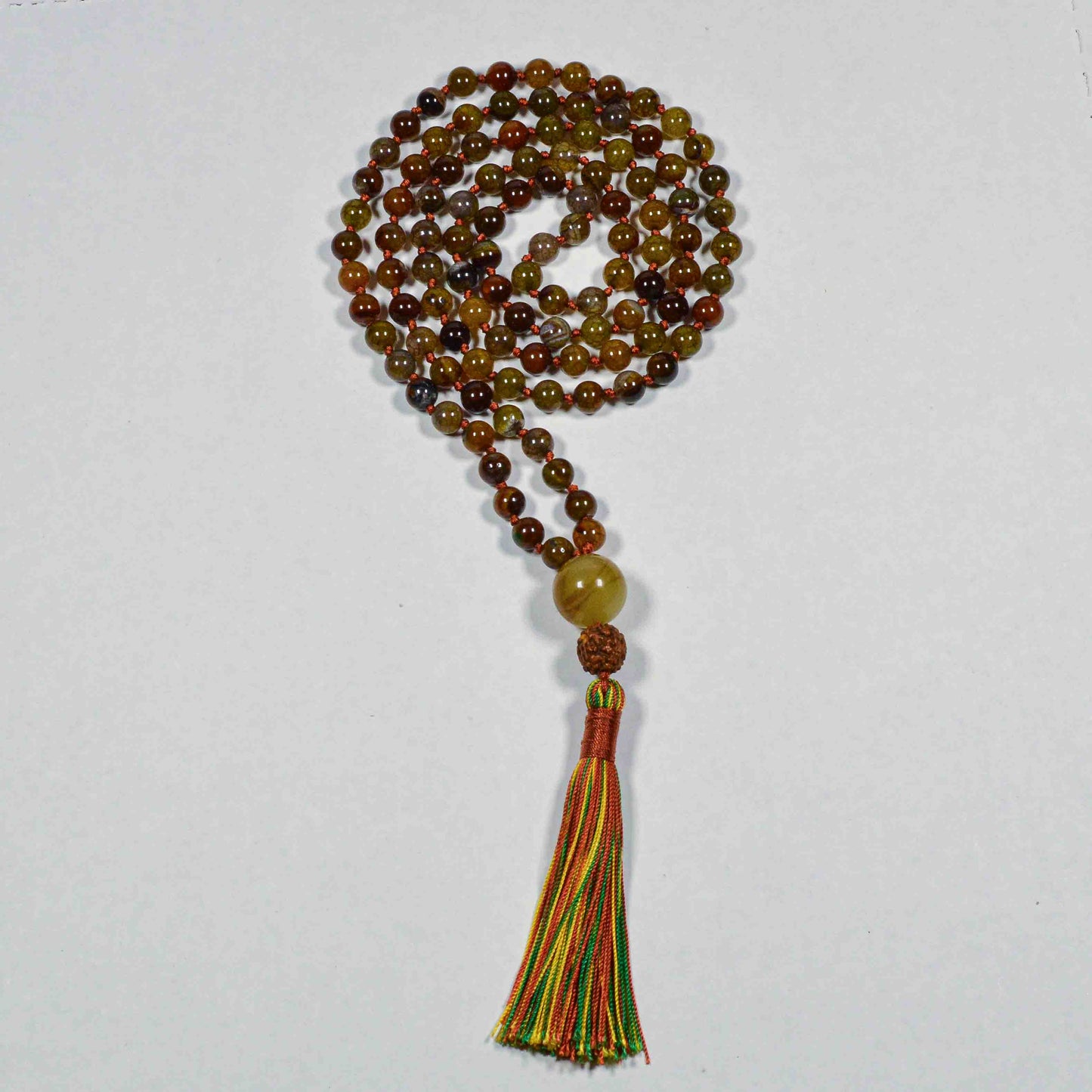 Coffee Dragon Vein Agate Mala Necklace | FALL Collection
