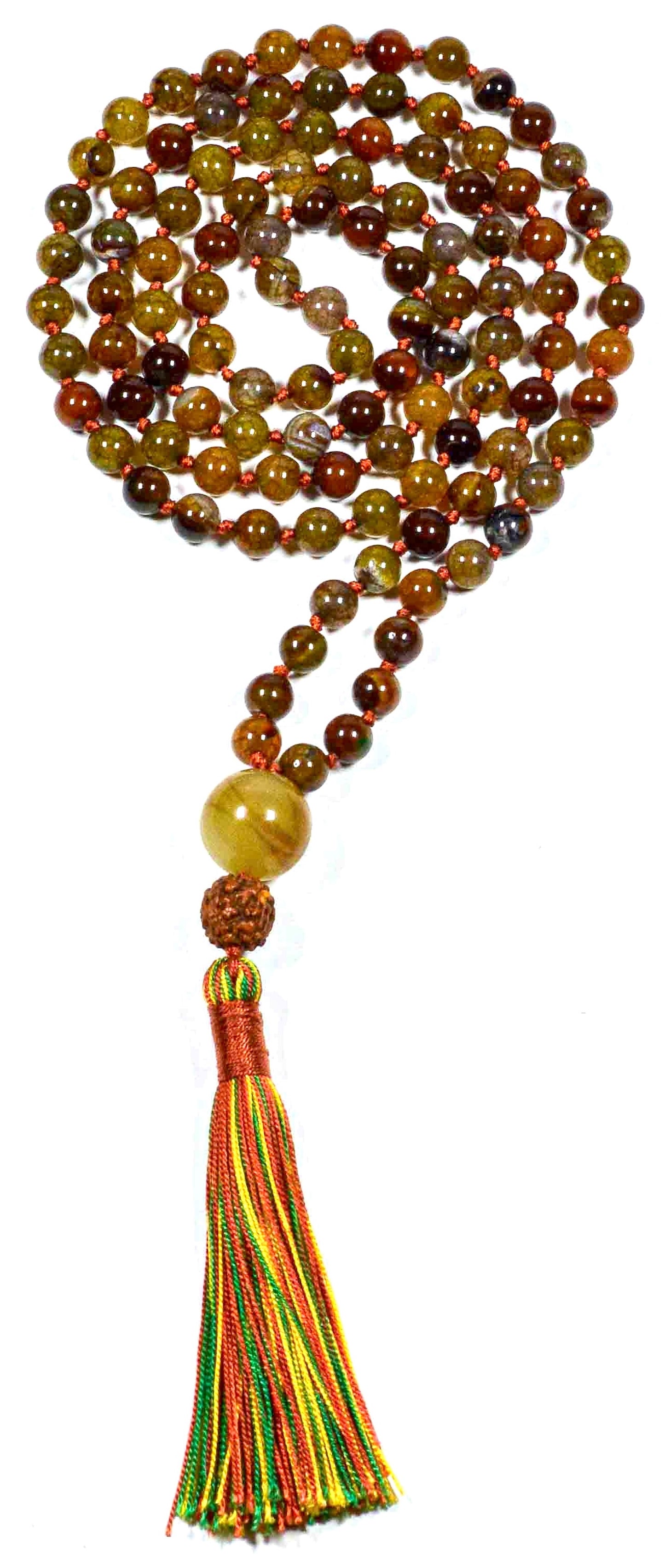Coffee Dragon Vein Agate Mala Necklace | FALL Collection