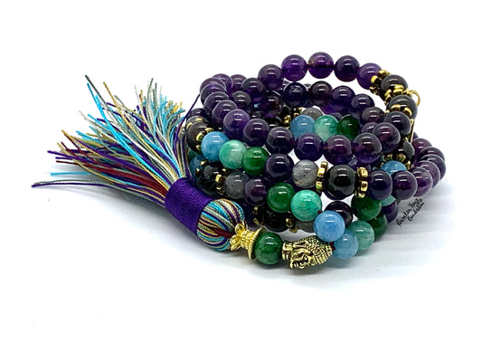 Ultimate Aquarius Zodiac Mala Necklace | Hand-Knotted Beads | ASTRA Collection