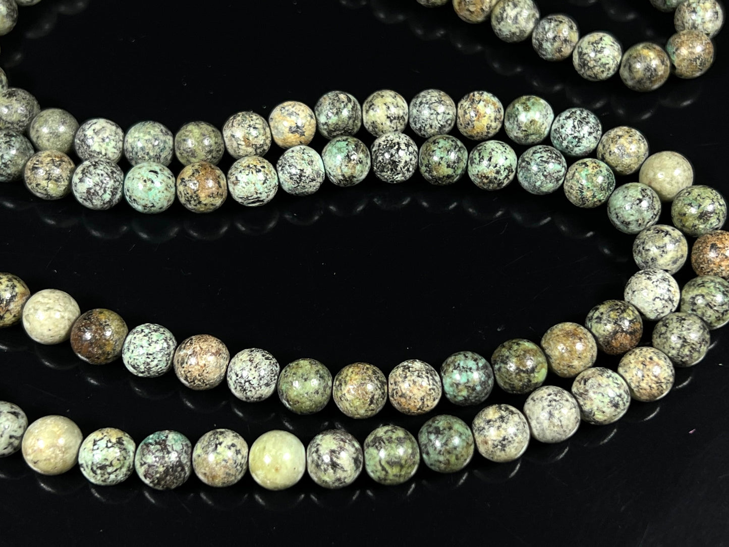 Handmade Natural & Rare African Turquoise Mala Beads Necklace | 8mm 108 Beads | Transformation & Growth Mala | Sagittarius Birthstone & Third Eye Chakra